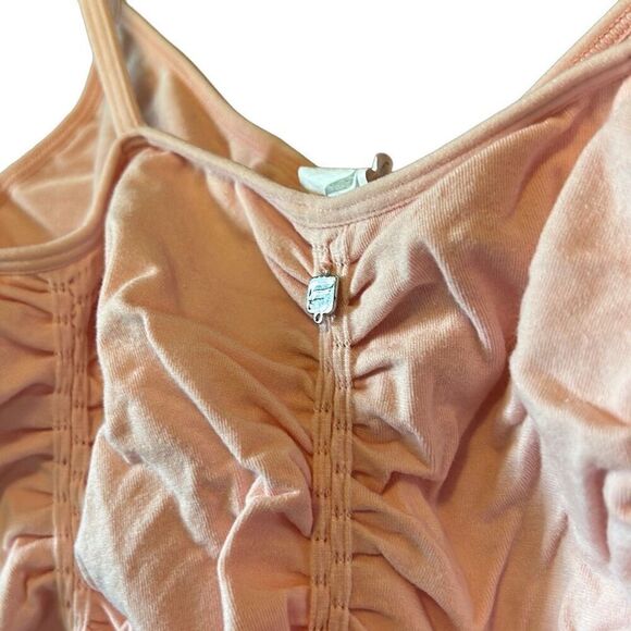 Ruched Tank Top Sleeveless Spaghetti Strap Cami Blouse Pink - Picture 4 of 7